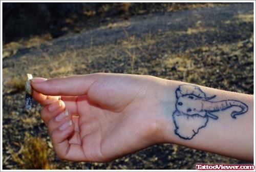 Head Elephant Tattoo On Wrist