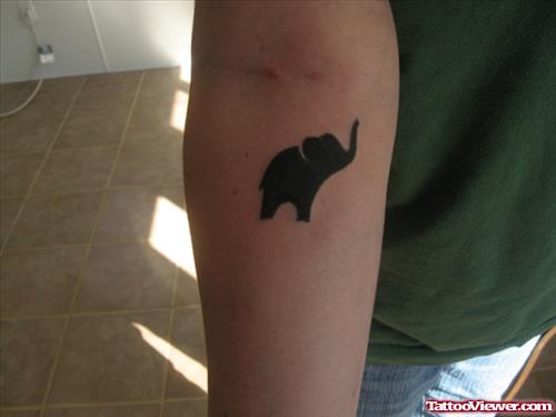 Black Elephant Tattoo On Right Arm