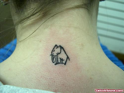 Back Neck Tiny Elephant Tattoo