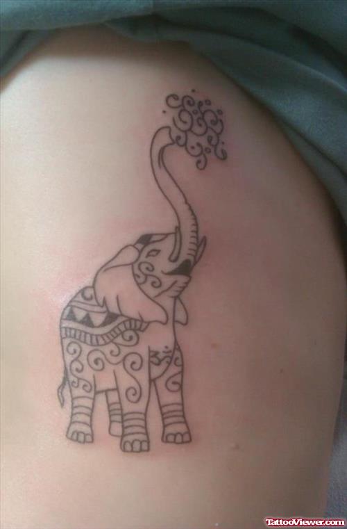 Awesome Elephant Tattoo On Rib