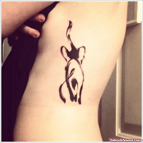 Simple Elephant Tattoo On Side Rib