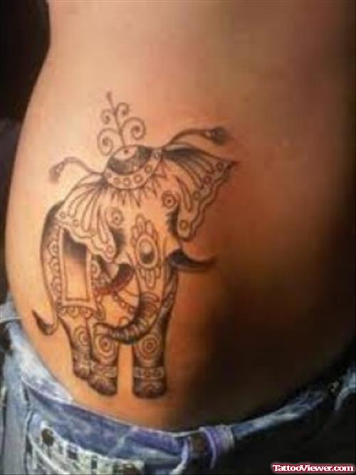 Indian Elephant Tattoo On Side