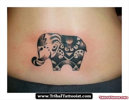 Grey Elephant Tattoo On Lowerback