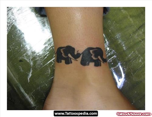 Black Elephant Tattoos On Ankle