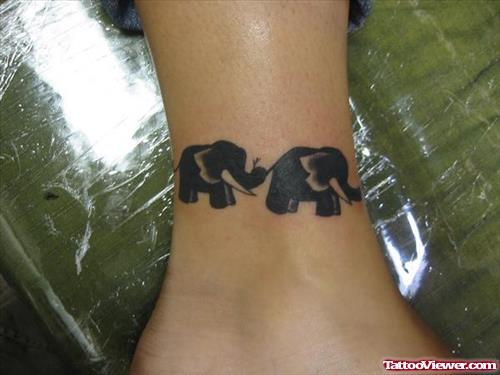 Ankle Band Black Elephant Tattoos