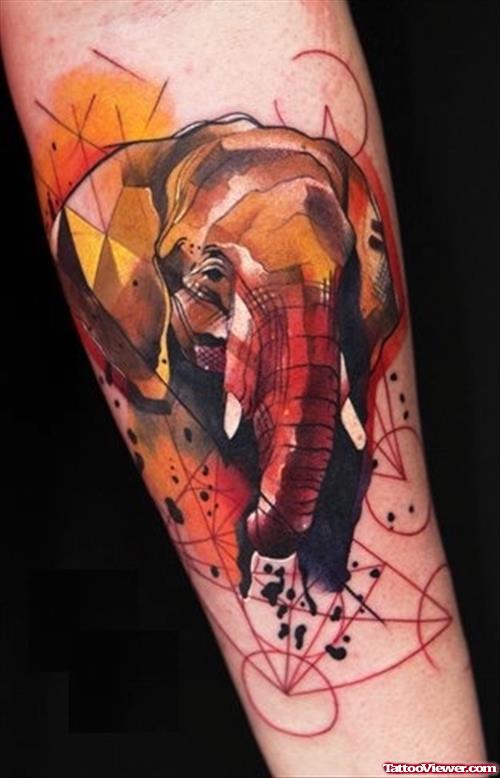 Abstract Elephant Head Tattoo