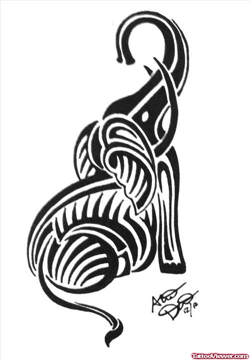 Up Trunk Tribal Elephant Tattoo Design