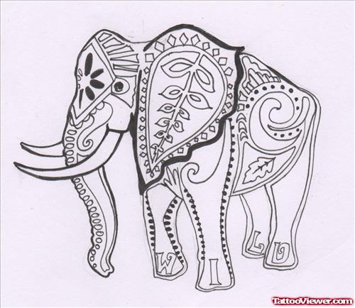 Henna Elephant Tattoo Design