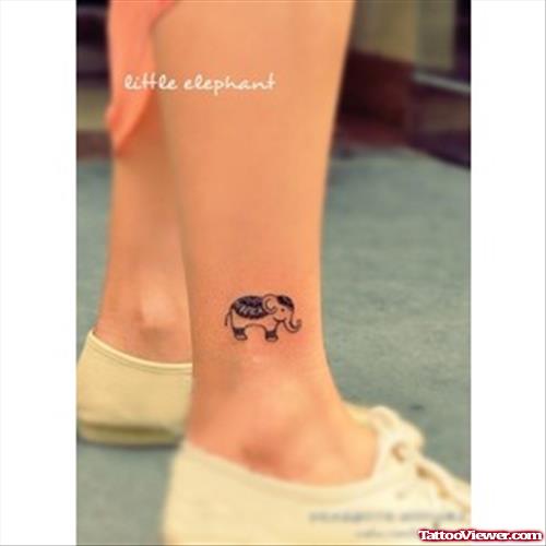 Elephant Tattoo On Girl Right Leg