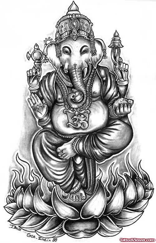 Elephant Head Lord Ganesha Tattoo Design