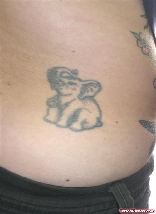 Cute Baby Elephant Tattoo With Up Trunk