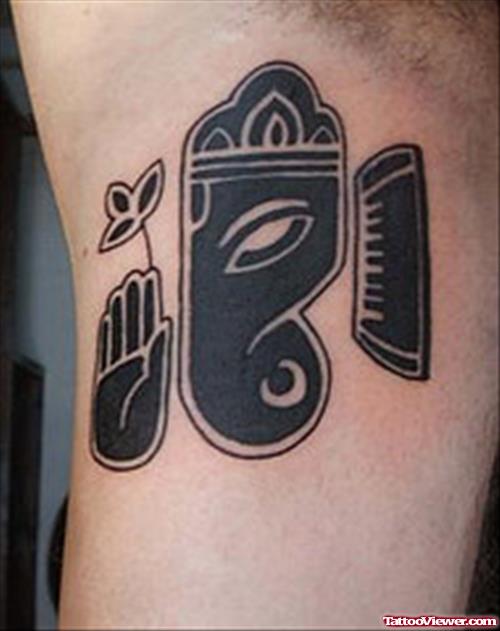 Black Elephant Head Lord Ganesha Symbol Tattoo
