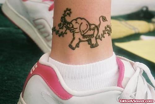 Ankle Small Elephant Tattoo