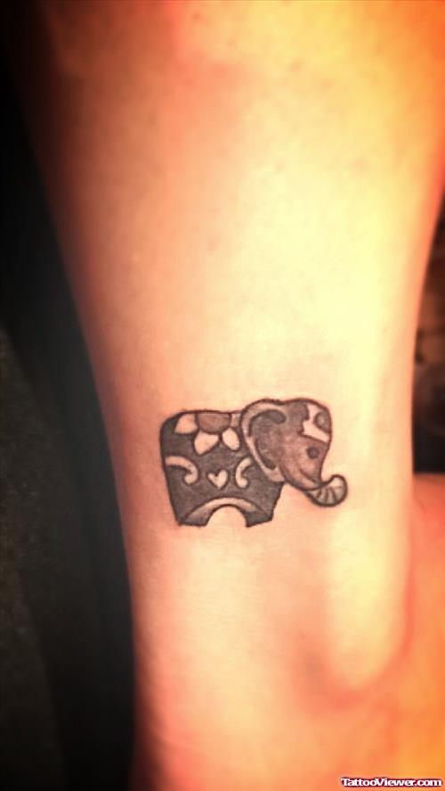 Small Elephant Tattoo On Right Ankle