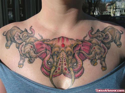 Elephant Tattoos On Girl Chest