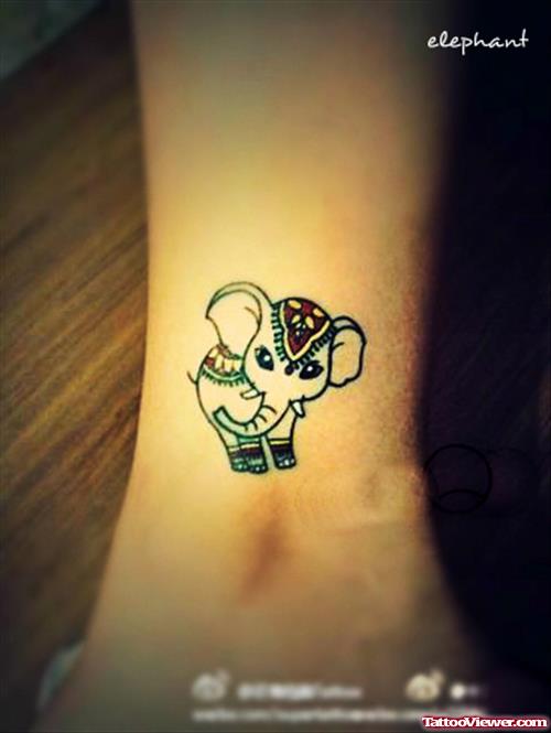 Small Elephant Tattoo On Ankle