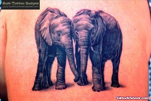 Shoulder Grey Ink Elephant Tattoos