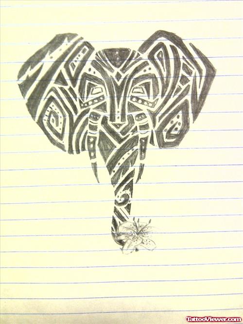 Tribal Elephant Head Tattoo Drawing