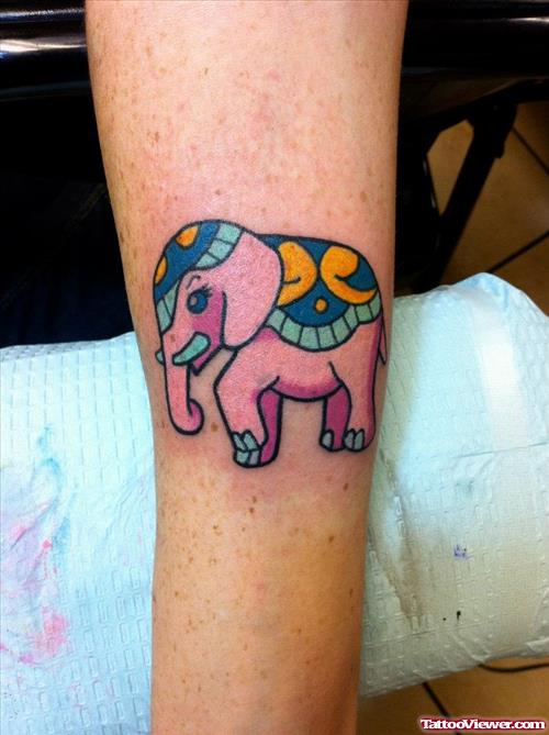 Pink Elephant Tattoo On Arm