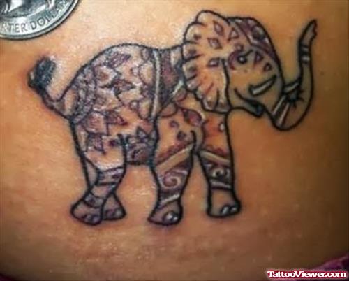 Indian Grey Ink Elephant Tattoo
