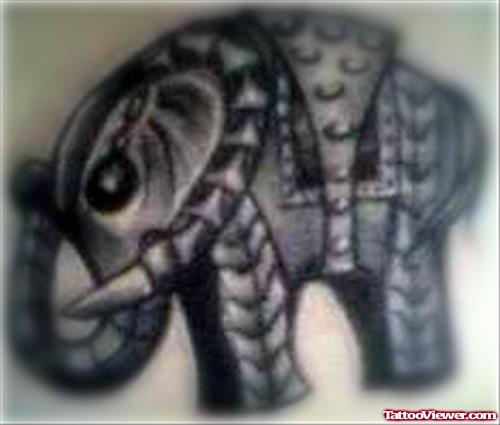 Grey Ink Thai Elephant Tattoo
