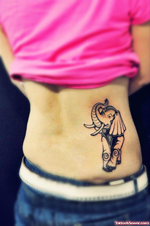 Elephant Tattoo On Girl Lowerback