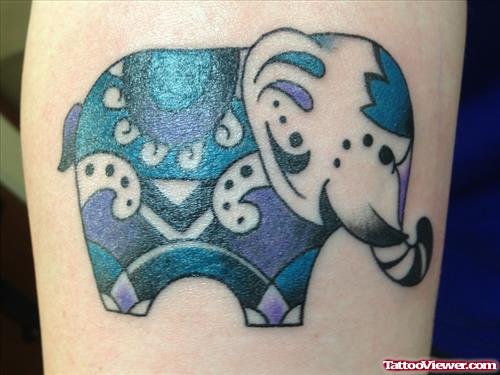 Colored Indian Elephant Tattoo