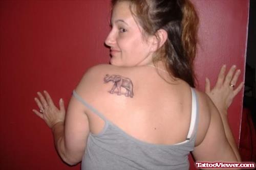Back Shoulder Grey Elephant Tattoo
