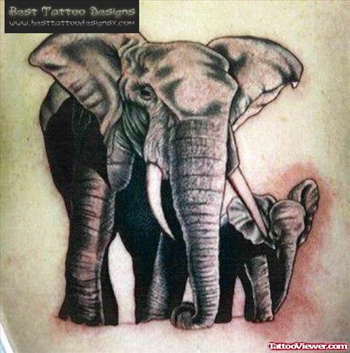 Mother Elephant And Baby Elephant Tattoos