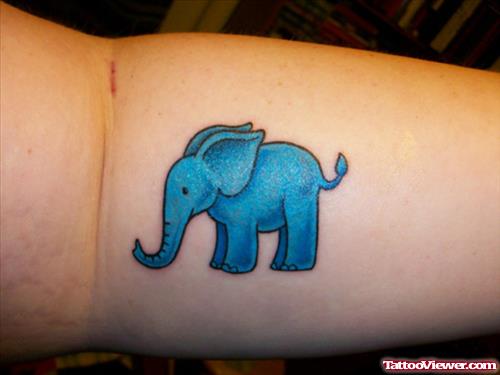Dark Blue Elephant Tattoo
