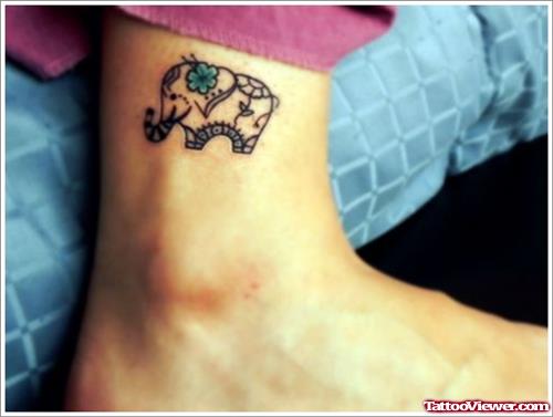 Cute Indian Elephant Tattoo On Ankle