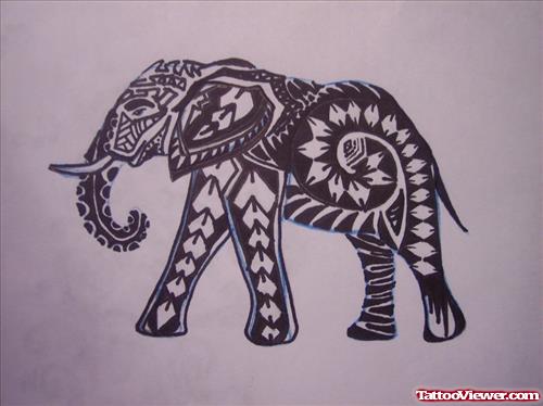 Polynesian Elephant Tattoo Design