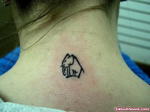Outline Small Elephant Tattoo On Nape
