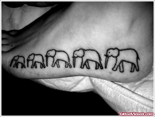 Outline Elephant Tattoos On Left Foot