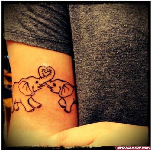 Outline Elephant Tattoo On Armband