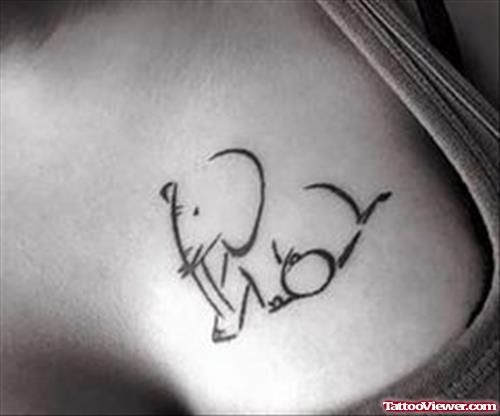 Outline Cute Elephant Tattoo On Chest