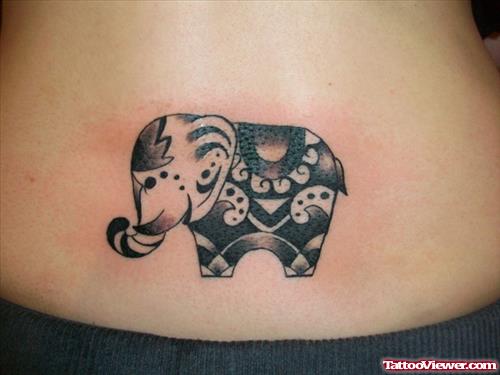 Lowerback Elephant Tattoo For Girls