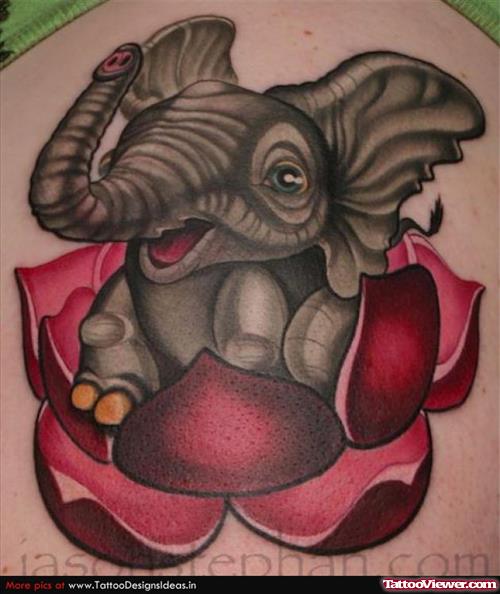 Lotus Flowers Elephant Tattoo