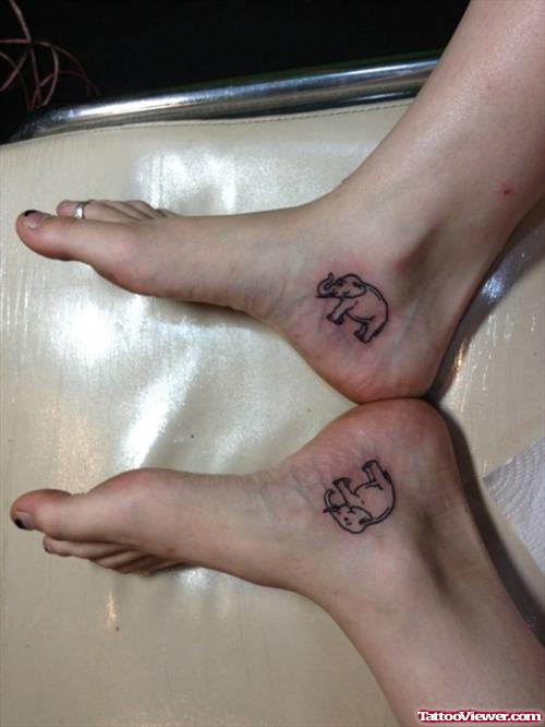 Small Elephant Tattoos On Girl Heel