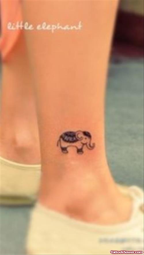Small Elephant Tattoo On Right Leg