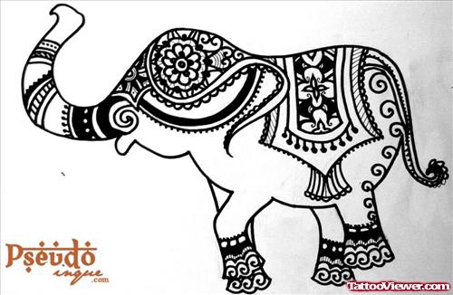 Henna Elephant Tattoo Design For Girls