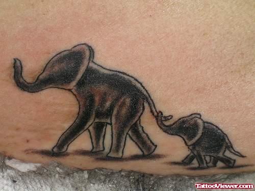 Elephant Tattoos On Lowerback