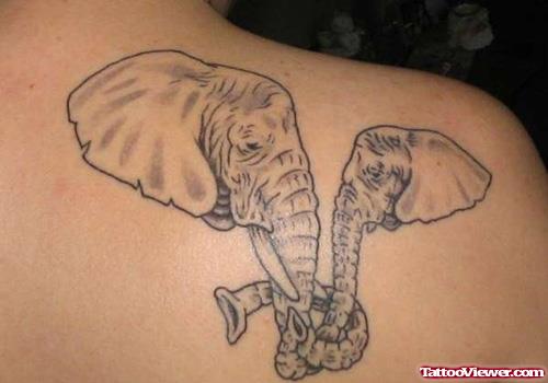 Awesome Grey Elephant Trunks Tattoos