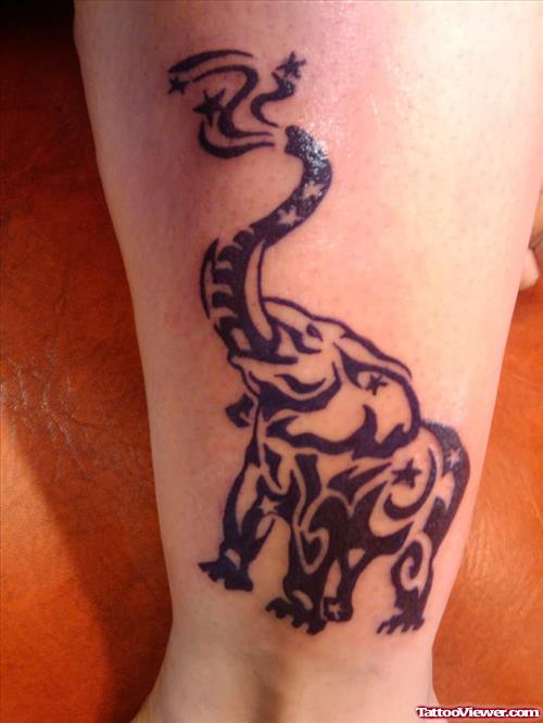 Elephant Design Tattoo On Ankle