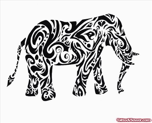 Crazy Elephant Tattoo Design