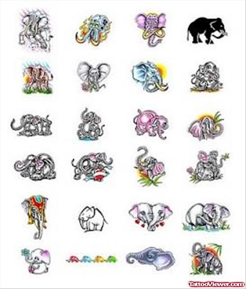 Elephants Tattoos Designs Collection