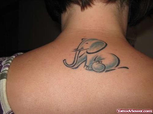 Elephant Tattoo On Back Neck