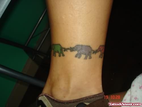 Elephant Train Tattoo on Ankle