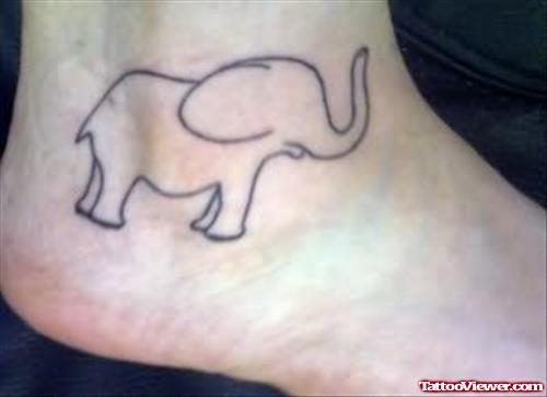 Outline Elephant Tattoo On foot