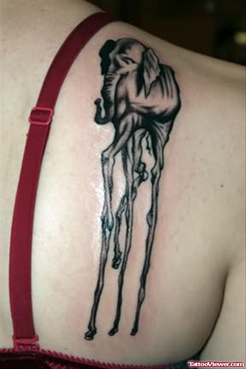 Big Legs Elephant Tattoo On Back Shoulder